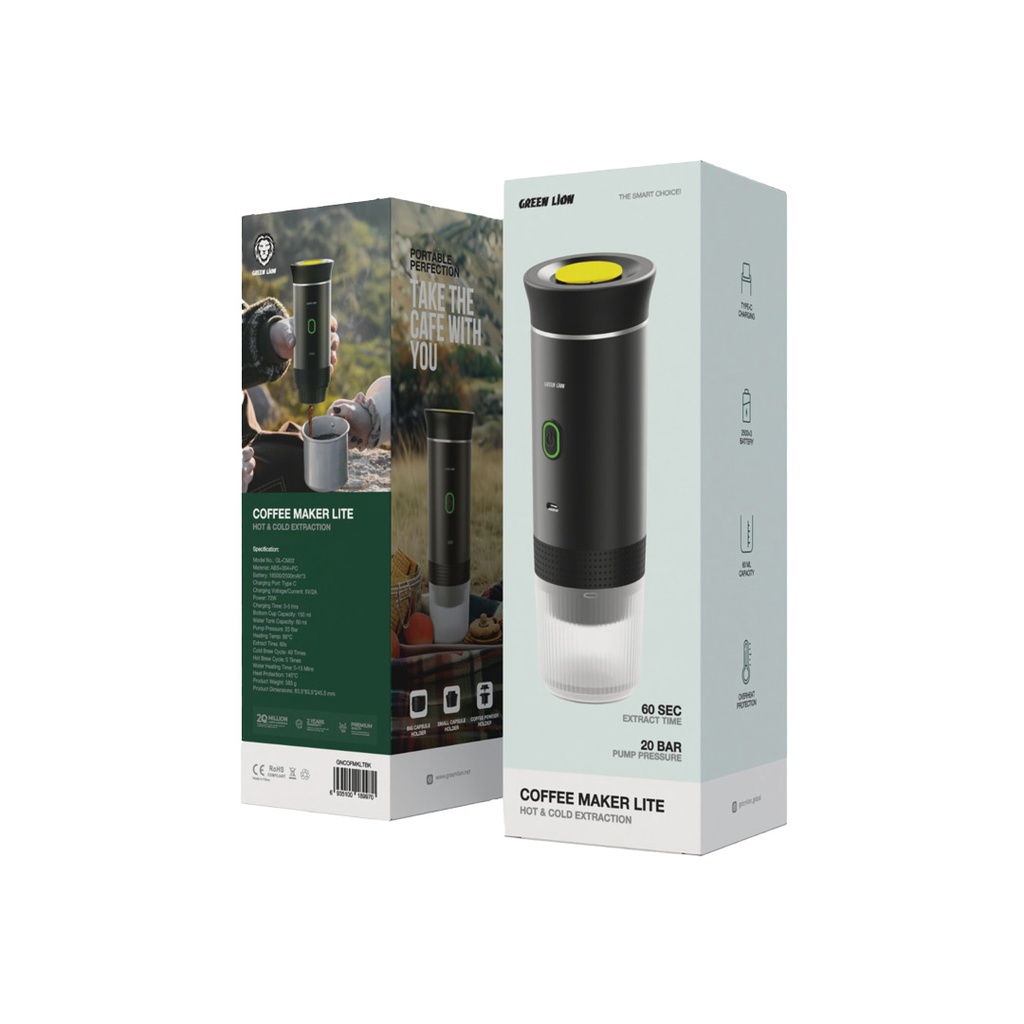 GREEN LION COFFEE MAKER LITE BLACK GNCOFMKLTBK thumbnail 3