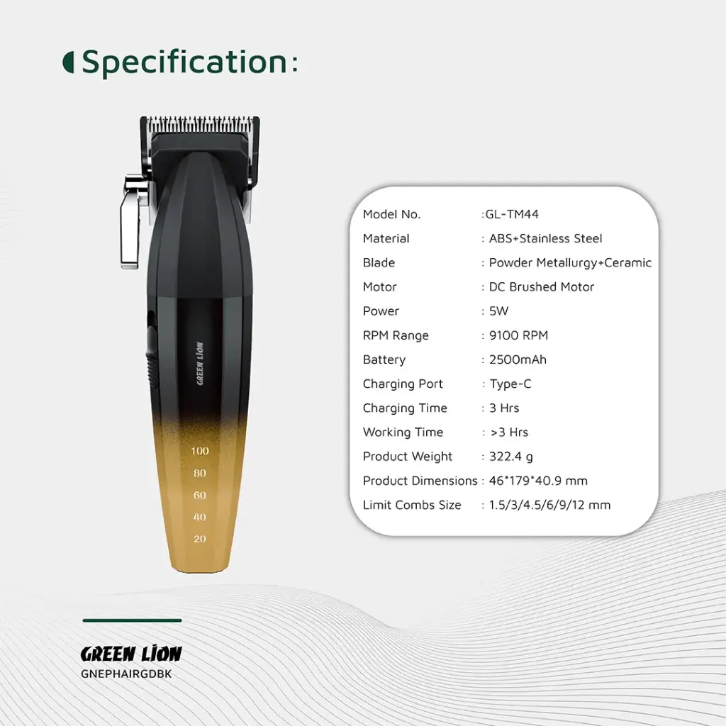 GREEN LION EDGE PRO HAIR CLIPPER GOLD BLACK GNEPHAIRGDBK thumbnail 8