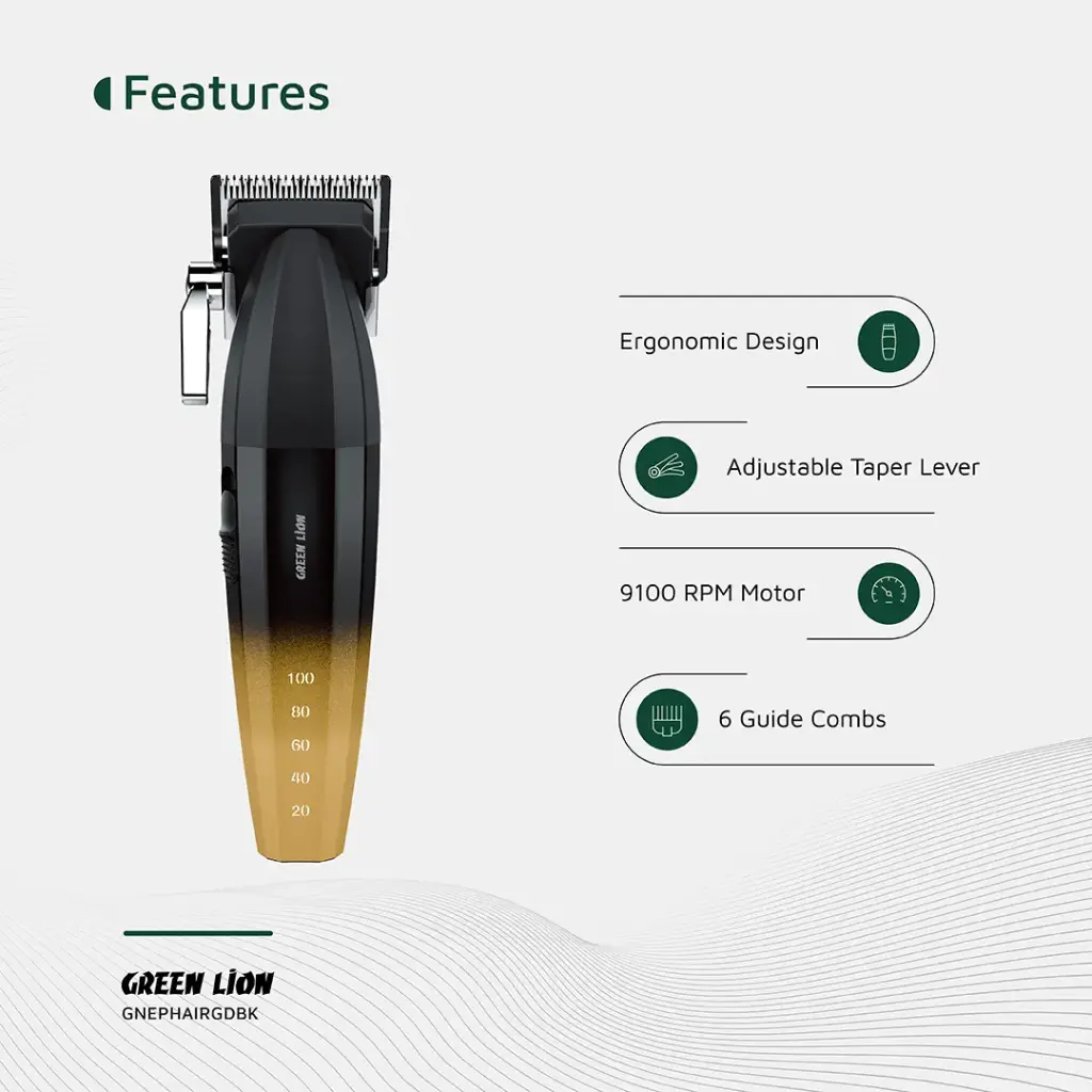 GREEN LION EDGE PRO HAIR CLIPPER GOLD BLACK GNEPHAIRGDBK thumbnail 9