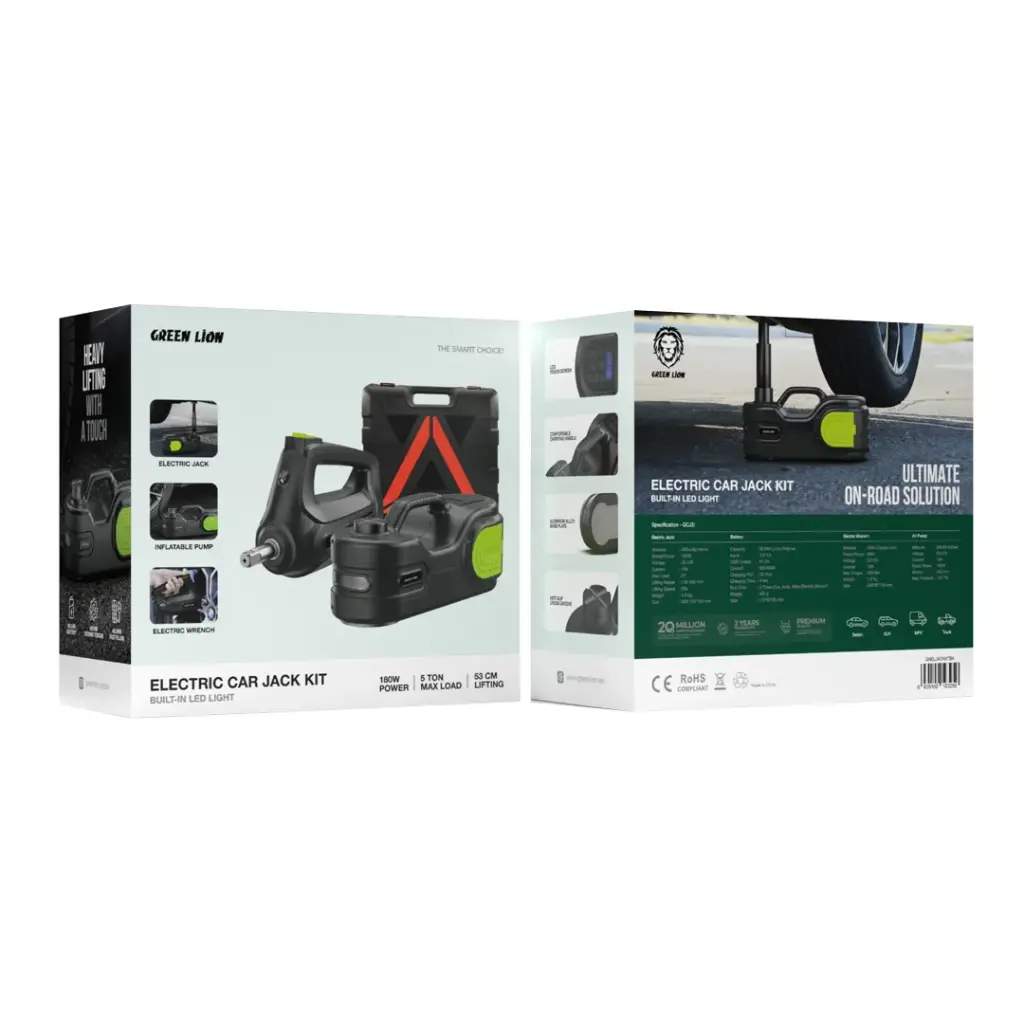 GREEN LION ELECTIC CAR JACK KIT BUILT-IN LED LIGHT BLACK GNELJACKKTBK thumbnail 7