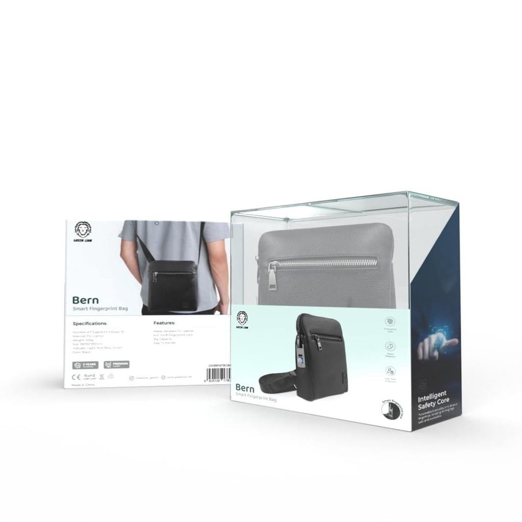 GREEN LION BERN SMART FINGERPRINT BAGS BLACK GNBRNFBGBK thumbnail 3
