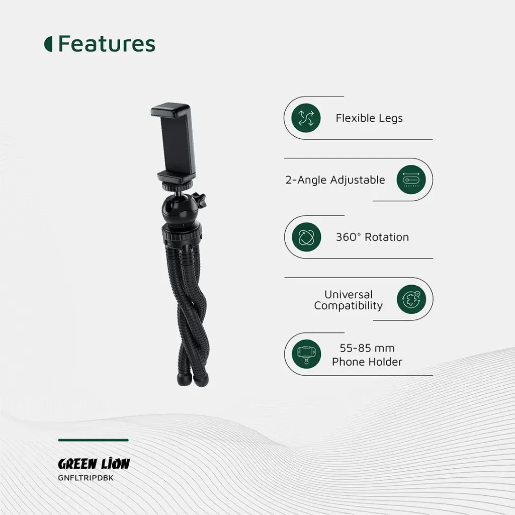 GREEN LION FLEXIBLE TRIPOD WITH FOAM GRIPS BLACK GNFLTRIPDBK thumbnail 17