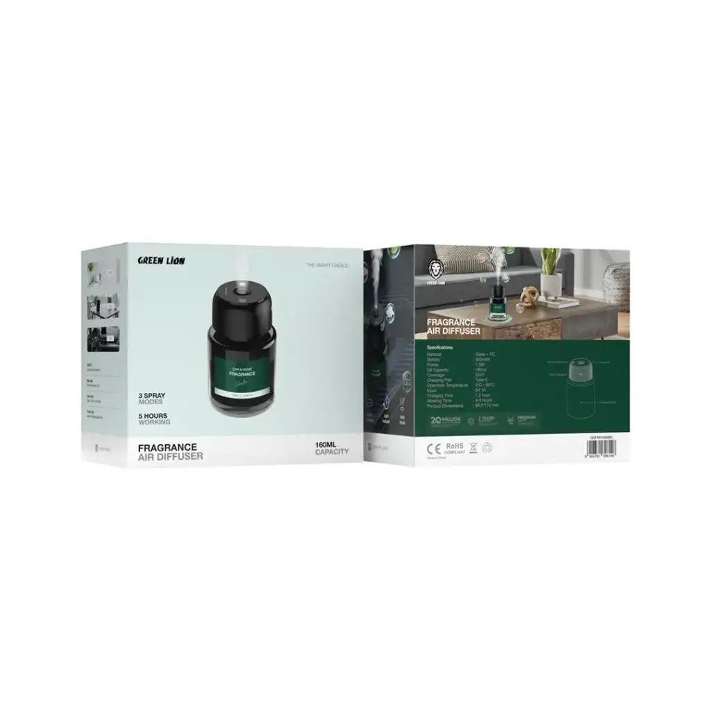 GREEN LION FRAGRANCE AIR DIFFUSER 160ML BLACK GNFRA160MBK thumbnail 5