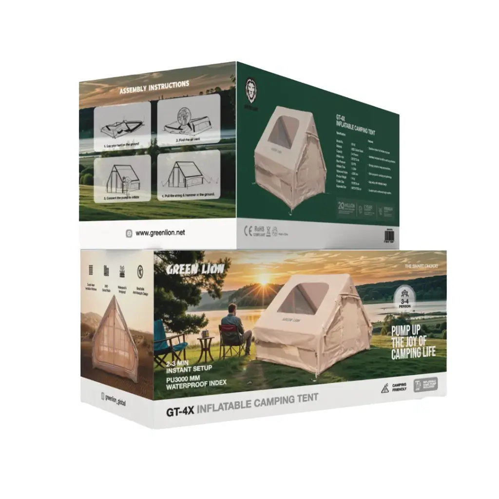 GREEN LION INFLATABLE CAMPING TENT GT-4X BEIGE GNGT4XTENTBG thumbnail 3