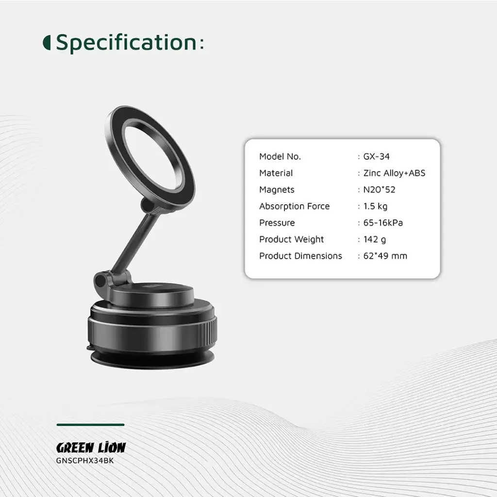 GREEN LION GX-34 SUCTION PHONE HOLDER BLACK GNSCPHX34BK thumbnail 8