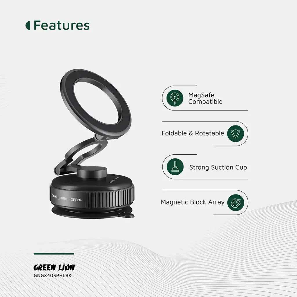 GREEN LION GX-40 MAGSAFE SUCTION PHONE HOLDER BLACK GNGX40SPHLBK thumbnail 7