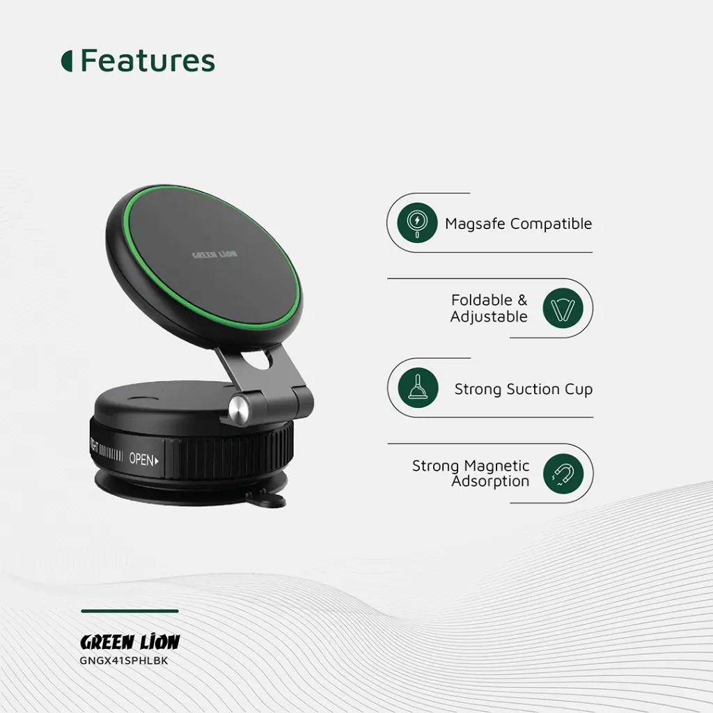 GREEN LION GX-41 MAGSAFE SUCTION PHONE HOLDER BLACK GNGX41SPHLBK thumbnail 8
