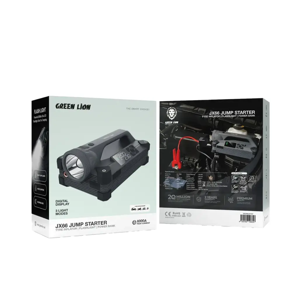 GREEN LION MULTIFUNCTION JUMP STARTER AND AIR PUMP 24000MAH GRAY GNJX66JSTGY thumbnail 3