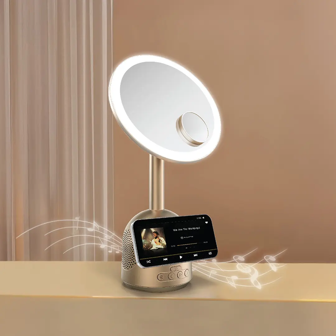GREEN LION MAKEUP MIRROR WITH SPEAKER AND MAGSAFE CHARGER GOLD GNMKPMRMGGD thumbnail 5
