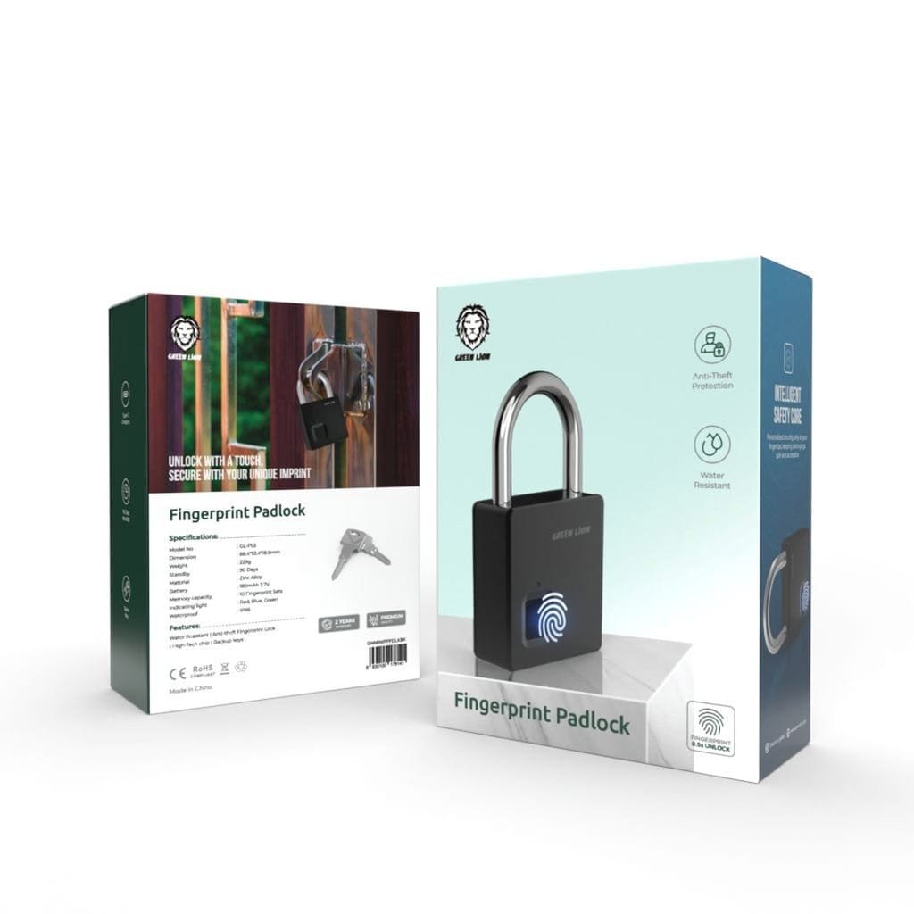 GREEN LION FINGERPRINT PADLOCK BLACK GNMINIFPPDLKBK thumbnail 4
