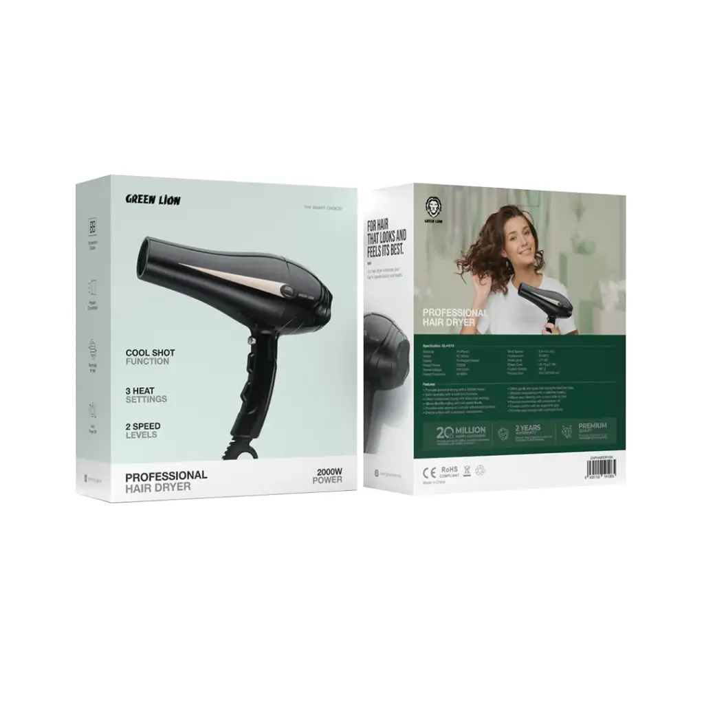 GREEN LION PROFESSIONAL HAIR DRYER 2000W BLACK GNPHAIRDRYBK thumbnail 2