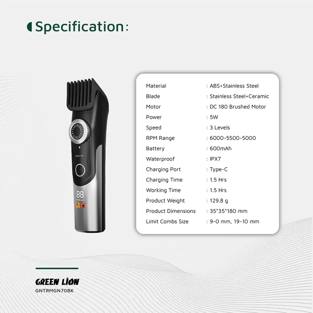 GREEN LION TRIM GEN 70 BODY HAIR TRIMMER BLACK GL-TM41 GNTRMGN70BK thumbnail 6