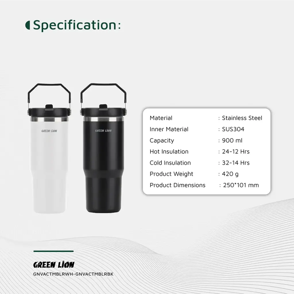 GREEN LION VACUUM TUMBLER 900ML WHITE GNVACTMBLRWH thumbnail 9
