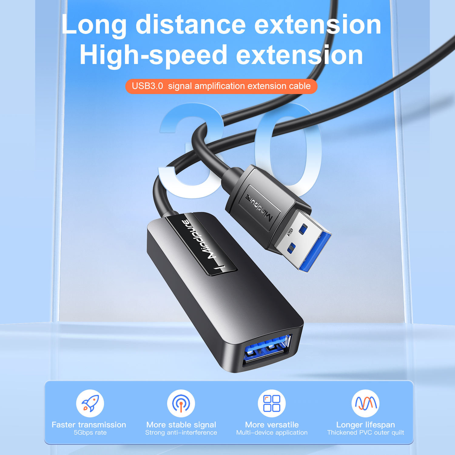 MINDPURE USB 3.0 EXTENSION CABLE WITH SIGNAL AMPLIFIER 20M LX10643 thumbnail 7