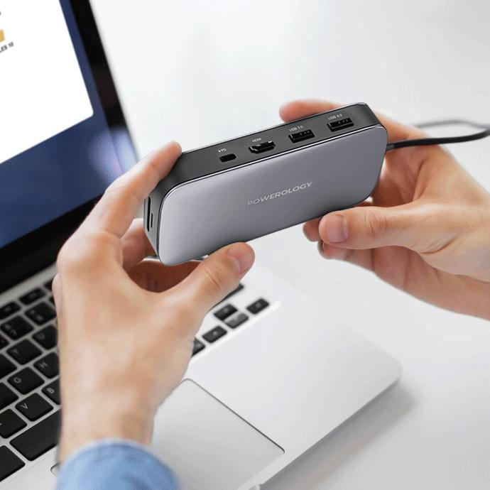 POWEROLOGY 512GB USB C AND SSD DRIVE ALL IN ONE CONNECTIVITY AND STORAGE 100W PWDSHB512 thumbnail 5