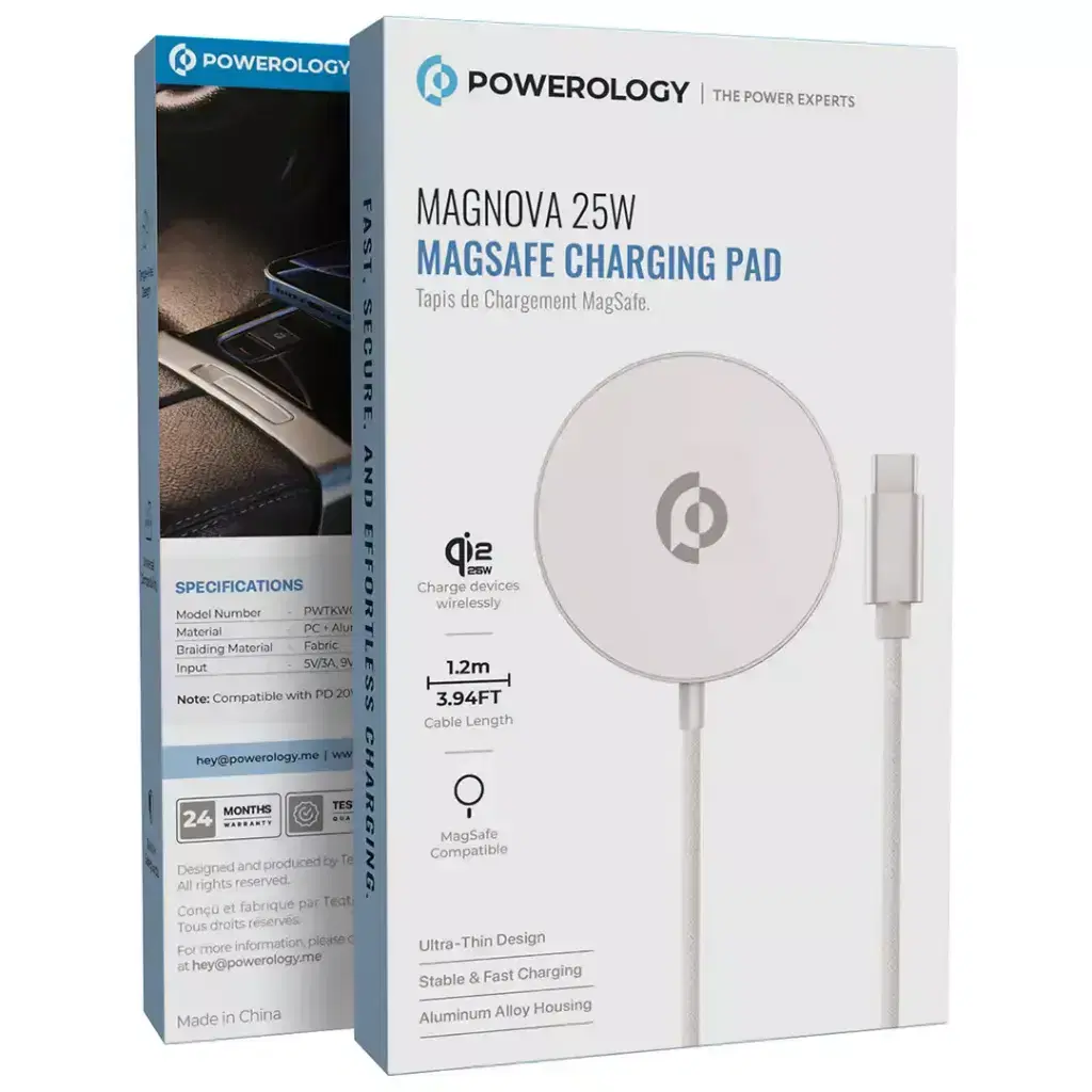 POWEROLOGY MAGNOVA 25W MAGSAFE CHARGING PAD SILVER PWTKWC068SL thumbnail 8