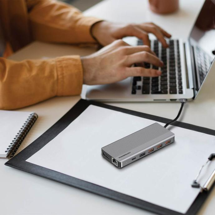 POWEROLOGY 13 IN 1 USB C HUB 4K HDMI TO TYPE C 100W ETHERNET USB SD MICRO SD AUX thumbnail 3