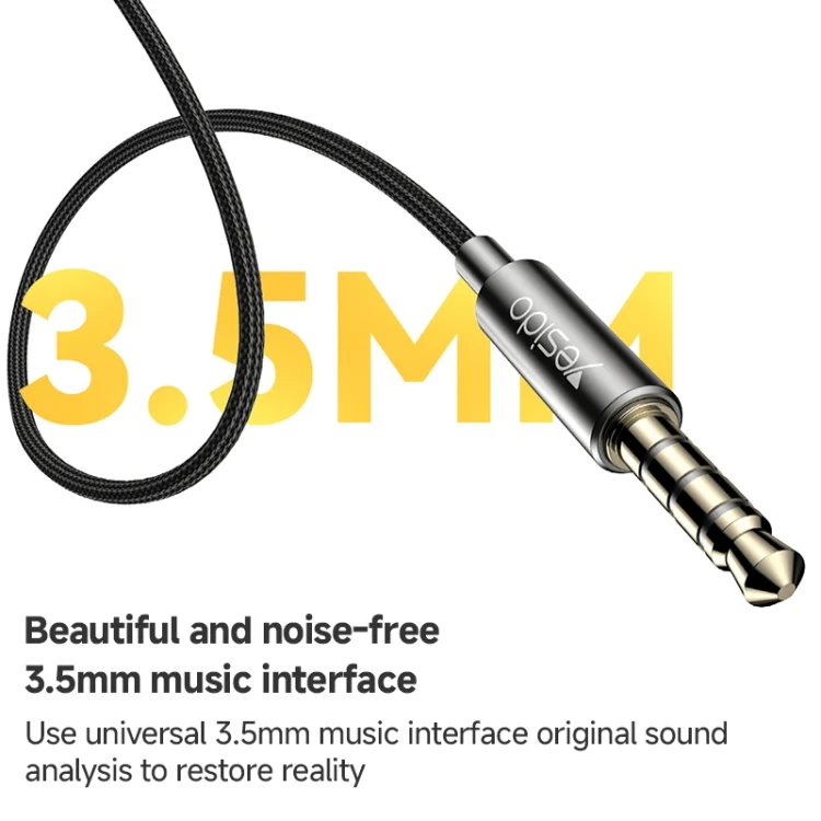 YESIDO ALUMINIUM ALLOY 3.5MM JACK WIRED EARPHONE BLACK YH47 thumbnail 17