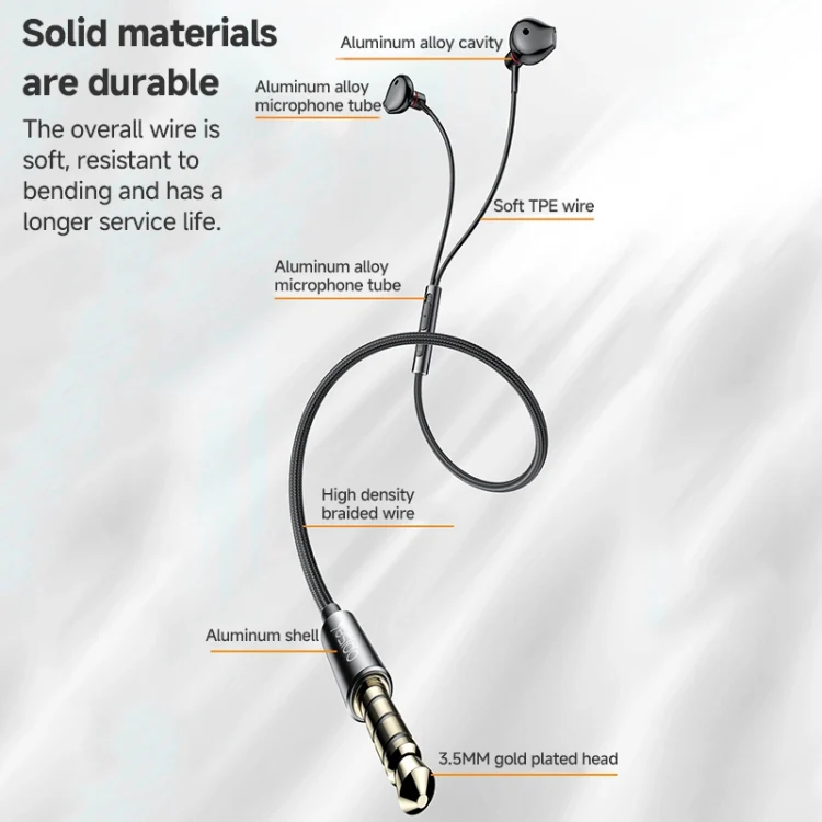 YESIDO ALUMINIUM ALLOY 3.5MM JACK WIRED EARPHONE BLACK YH47 thumbnail 18