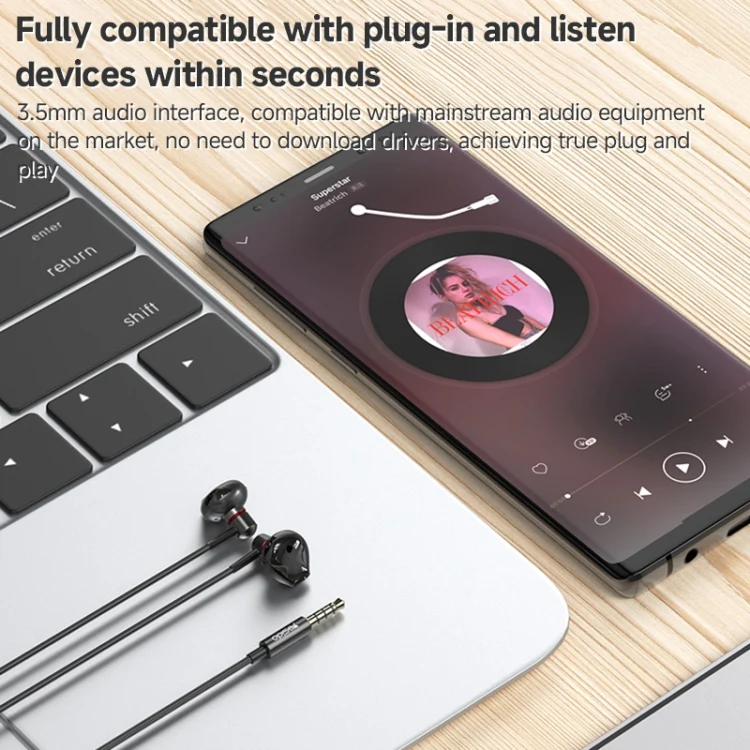 YESIDO ALUMINIUM ALLOY 3.5MM JACK WIRED EARPHONE BLACK YH47 thumbnail 19