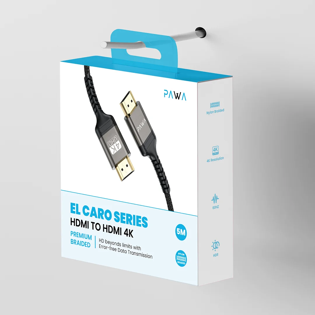 PAWA EL CARO SERIES HDMI TO HDMI 4K PREMIUM BRAIDED 5M CABLE BLACK PW-ELHD4K5M thumbnail 3