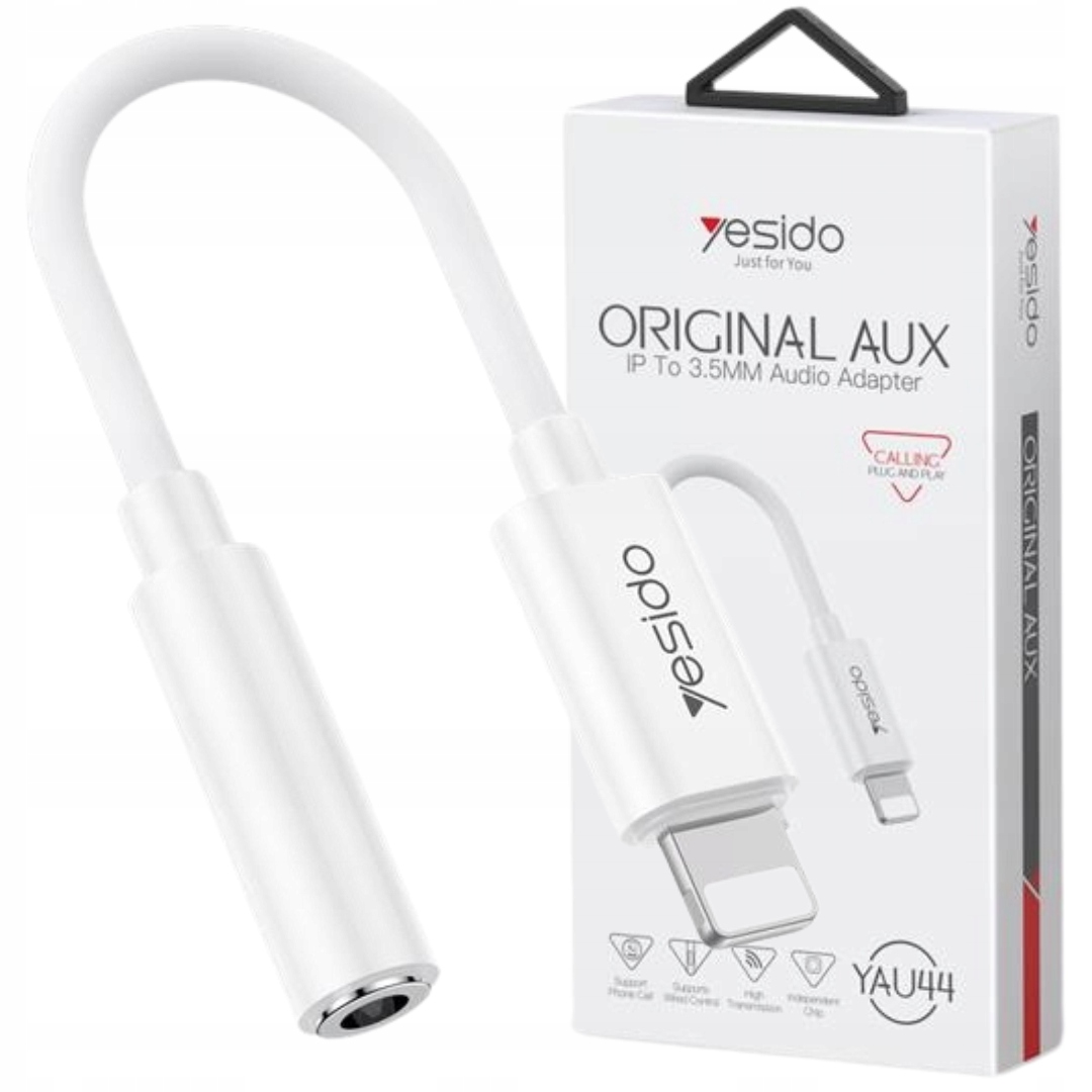 YESIDO LIGHTNING TO 3.5MM FEMALE AUX AUDIO CABLE 30CM WHITE YAU44 thumbnail 6