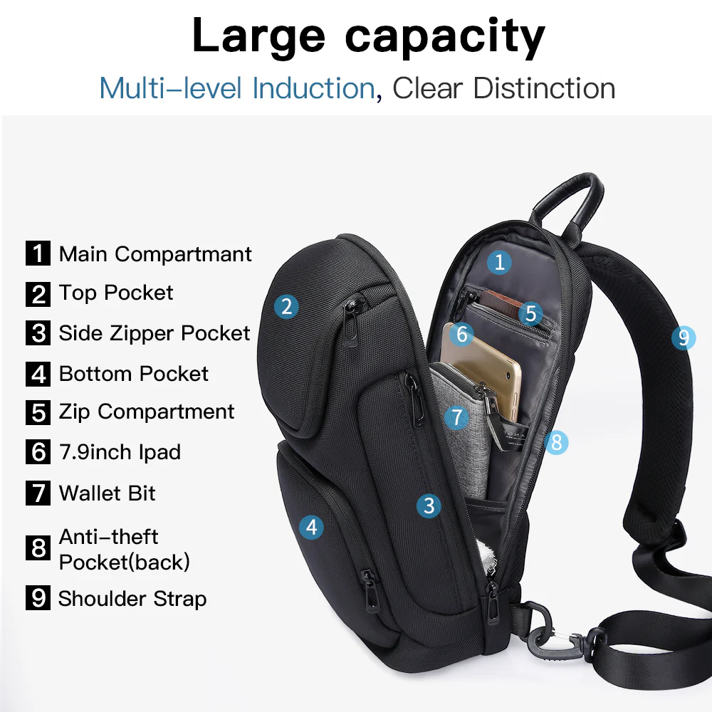 BANGE MESSENGER BAG GRAY BG-3097 thumbnail 8