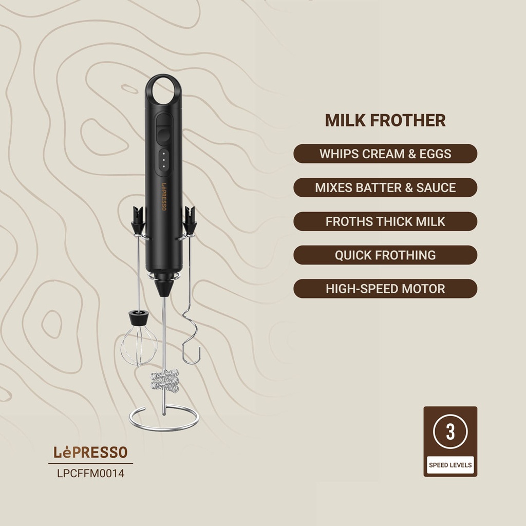 LEPRESSO FORTHMATE 3 IN 1 MILK FORTHER WITH INTERCHANGEABLE WHISKS LPO14 BLACK LPCFFM0014 thumbnail 13