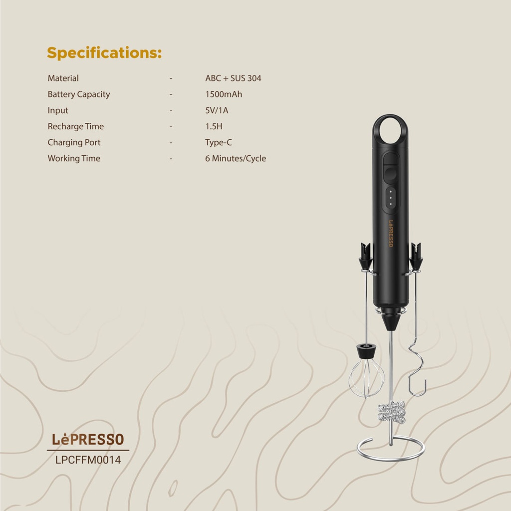 LEPRESSO FORTHMATE 3 IN 1 MILK FORTHER WITH INTERCHANGEABLE WHISKS LPO14 BLACK LPCFFM0014 thumbnail 12