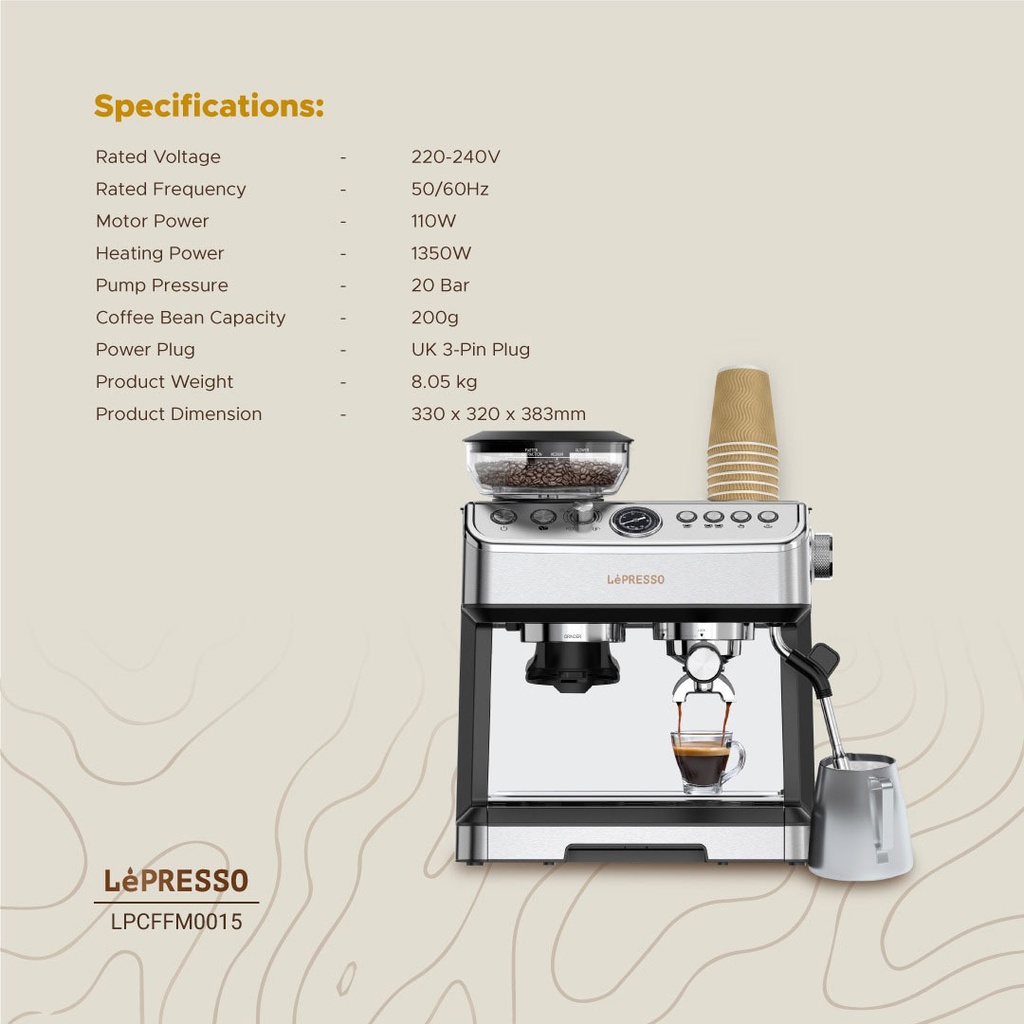 LEPRESSO ADVANCED ESPRESSO MACHINE LP015-LPCFFM0015 thumbnail 4