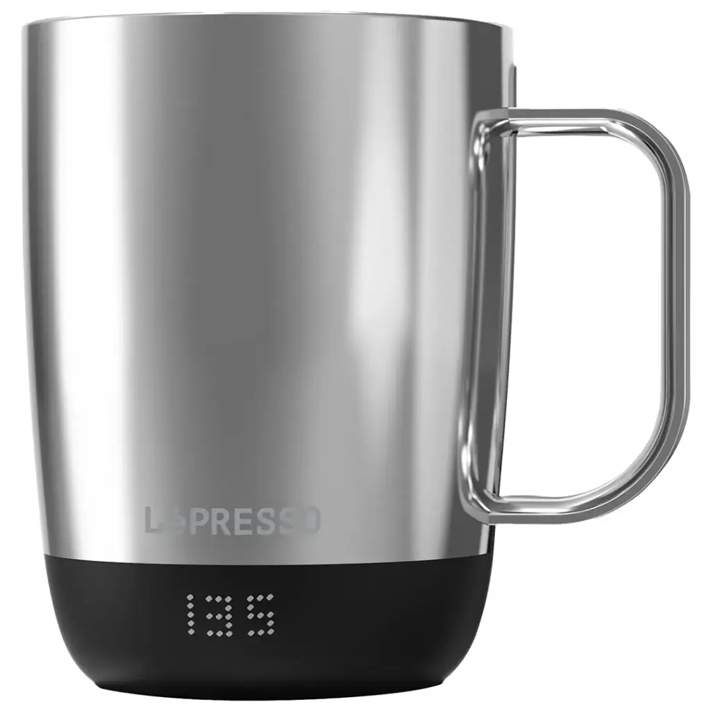LEPRESSO AURELIO CERAMIC MUG WITH TEMPERATURE CONTROL BASE SILVER LPCFFACM0062SL thumbnail 4