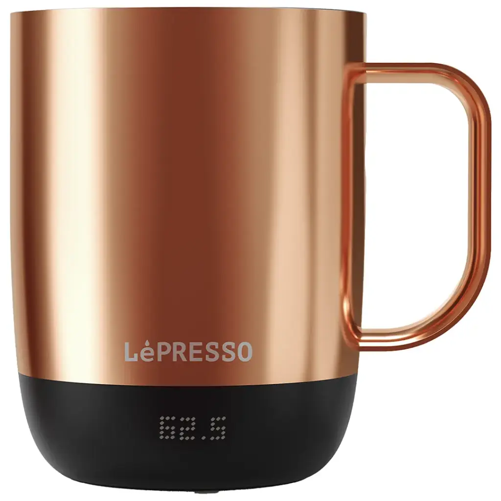 LEPRESSO AURELIO CERAMIC MUG WITH TEMPERATURE CONTROL BASE ROSE GOLD LPCFFACM0062RG thumbnail 4