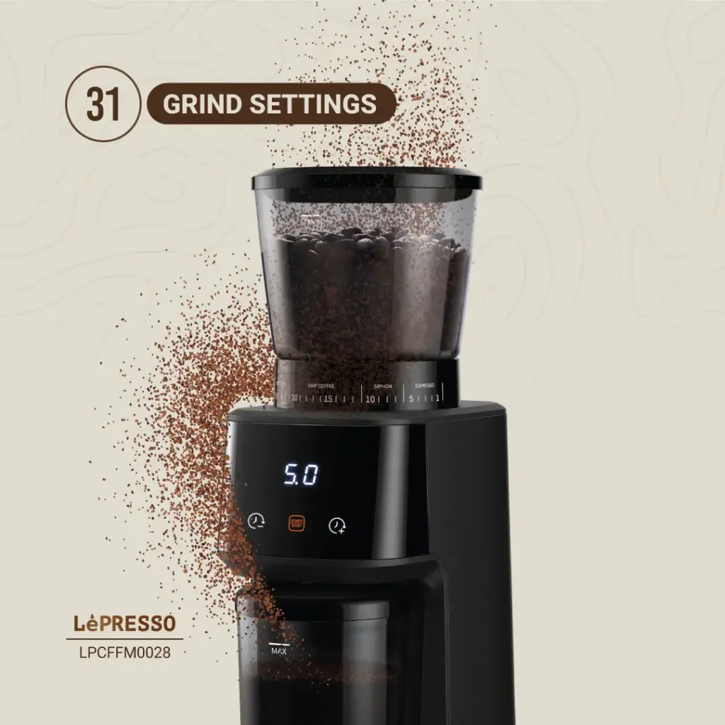 LEPRESSO CONICAL BURR GRINDER BLACK LPCFFM0028 thumbnail 9