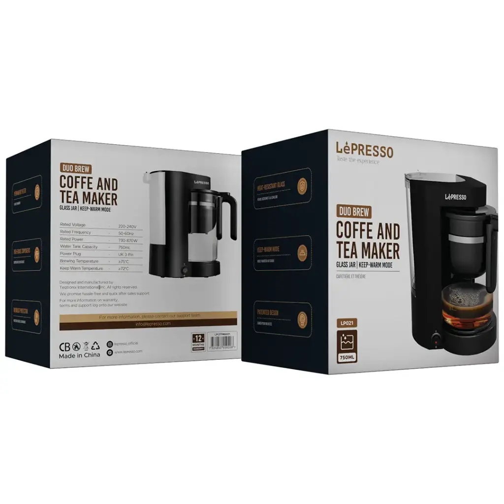LEPRESSO DUO BREW COFFEE AND TEA MAKER BLACK LPCFFM0021 thumbnail 5