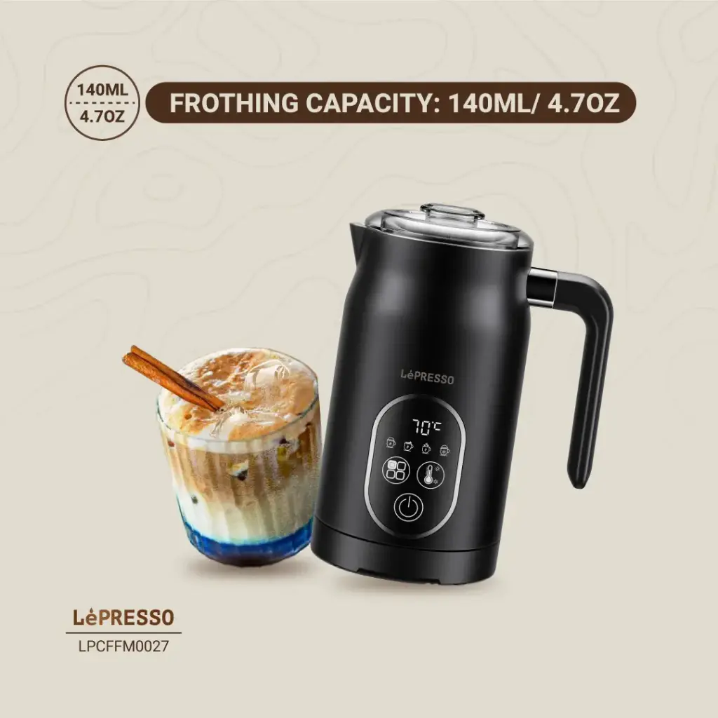 LEPRESSO FOUR FROTH MILK FROTHER TEMPERATURE CONTROL 270ML BLACK LPCFFM0027 thumbnail 9