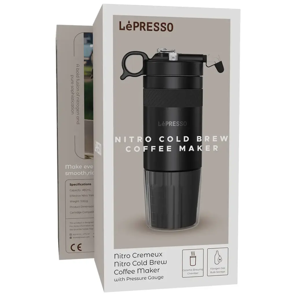 LEPRESSO 480ML VACCUM INSULTED COFFEE CUP DISPENSER WITH SILICON GRIP RING BLACK LPVICFF0045BK thumbnail 3