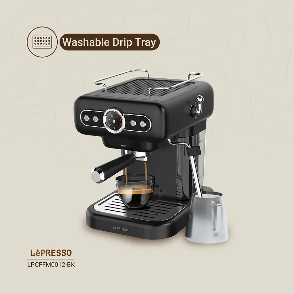 LEPRESSO RETRO ESPRESSO MACHINE BOILER GAUGE AND MILK STEAMER LP012 WHITE LPCFFM0012-WH thumbnail 8