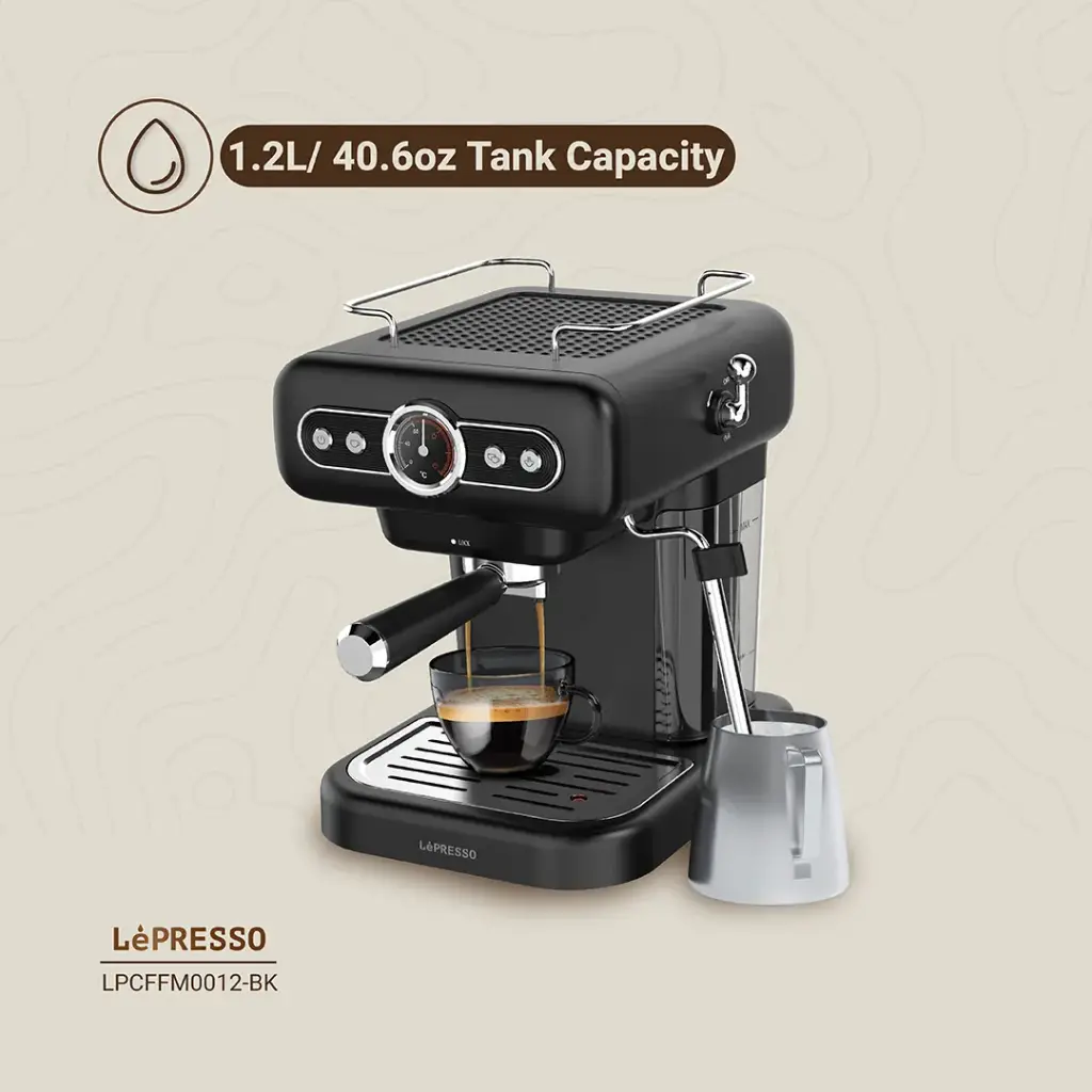 LEPRESSO RETRO ESPRESSO MACHINE BOILER GAUGE AND MILK STEAMER LP012 WHITE LPCFFM0012-WH thumbnail 11