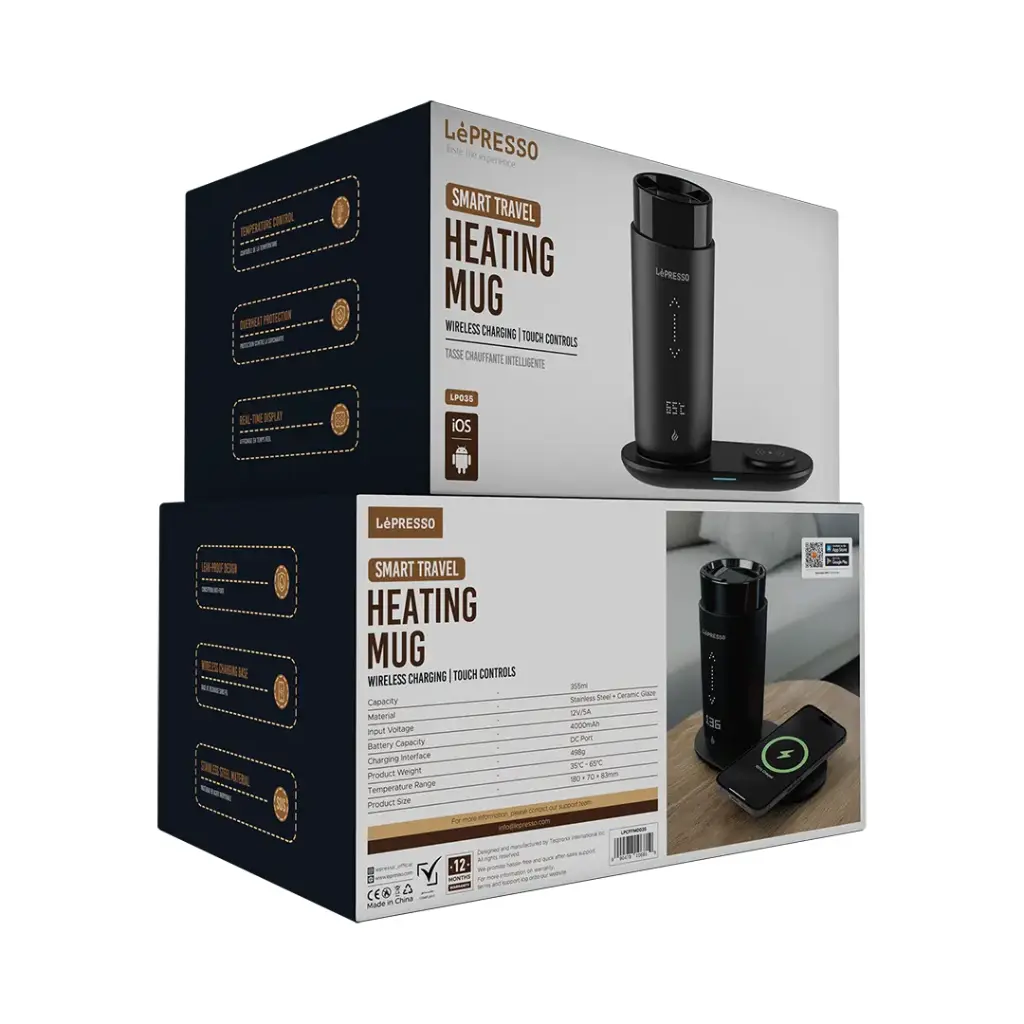 LEPRESSO SMART TRAVEL HEATING MUG WITH WIRELESS CHARGING BLACK LPCFFM0035 thumbnail 7