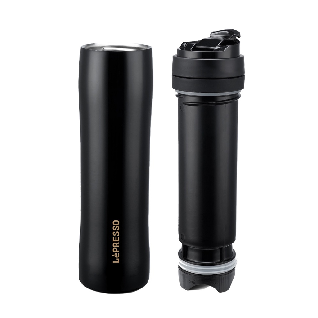 LEPRESSO PORTABLE FRENCH PRESS COFEE AND TEA STAINLESS STEEL BLACK LPSPFPBK thumbnail 5