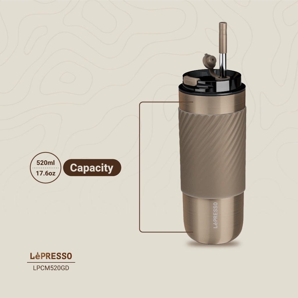 LEPRESSO THERMAL TUMBLER WITH INFUSION FILTER GOLD LPCM520GD thumbnail 7