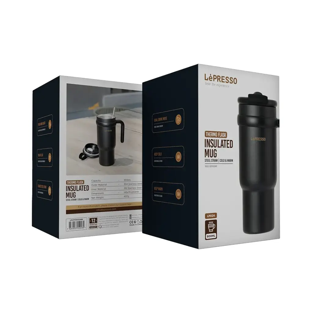 LEPRESSO THERMO FLASK INSULATED MUG BLACK LPCFFM0024BK thumbnail 3