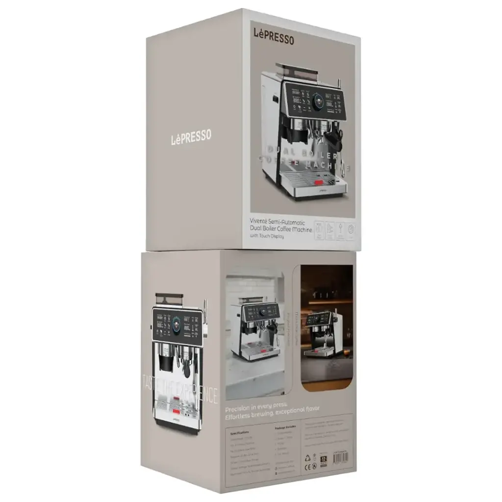 LEPRESSO VIVENTE SEMI AUTOMATIC DUAL BOILER COFFEE MACHINE WITH TOUCH DISPLAY SILVER LPCFFVSA0047SL thumbnail 5