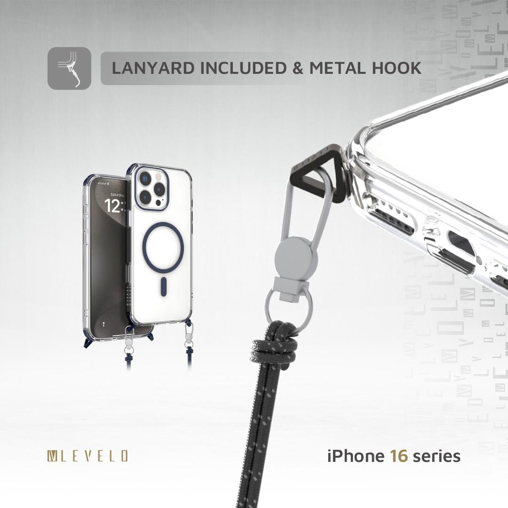 LEVELO CELESTE MAGSAFE CASE WITH CROSSBODY STRAP IPHONE 16 PRO BLACK LVLCMCCS16PBK thumbnail 12