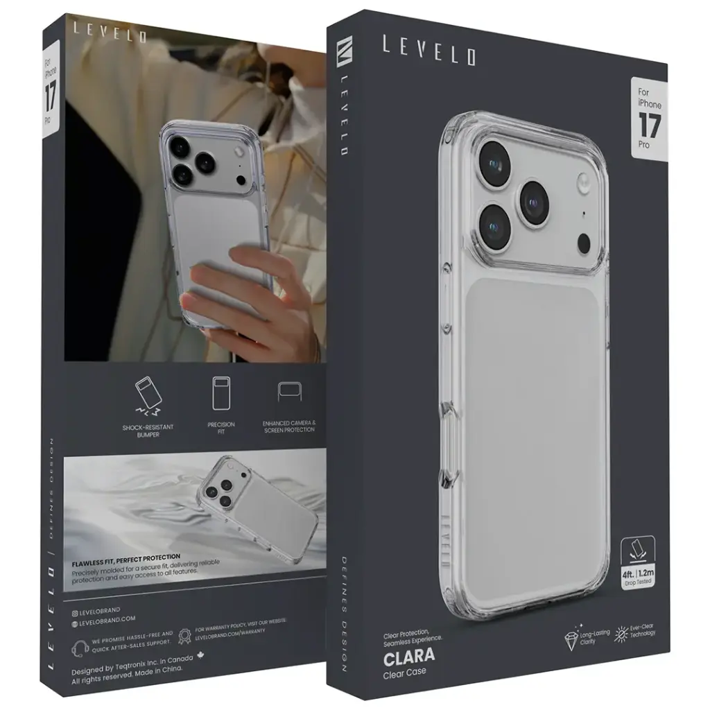 LEVELO CLARA CLEAR CASE FOR IPHONE 17 PRO MAX TRANSPARENT LVLCLRC17PMTR thumbnail 5