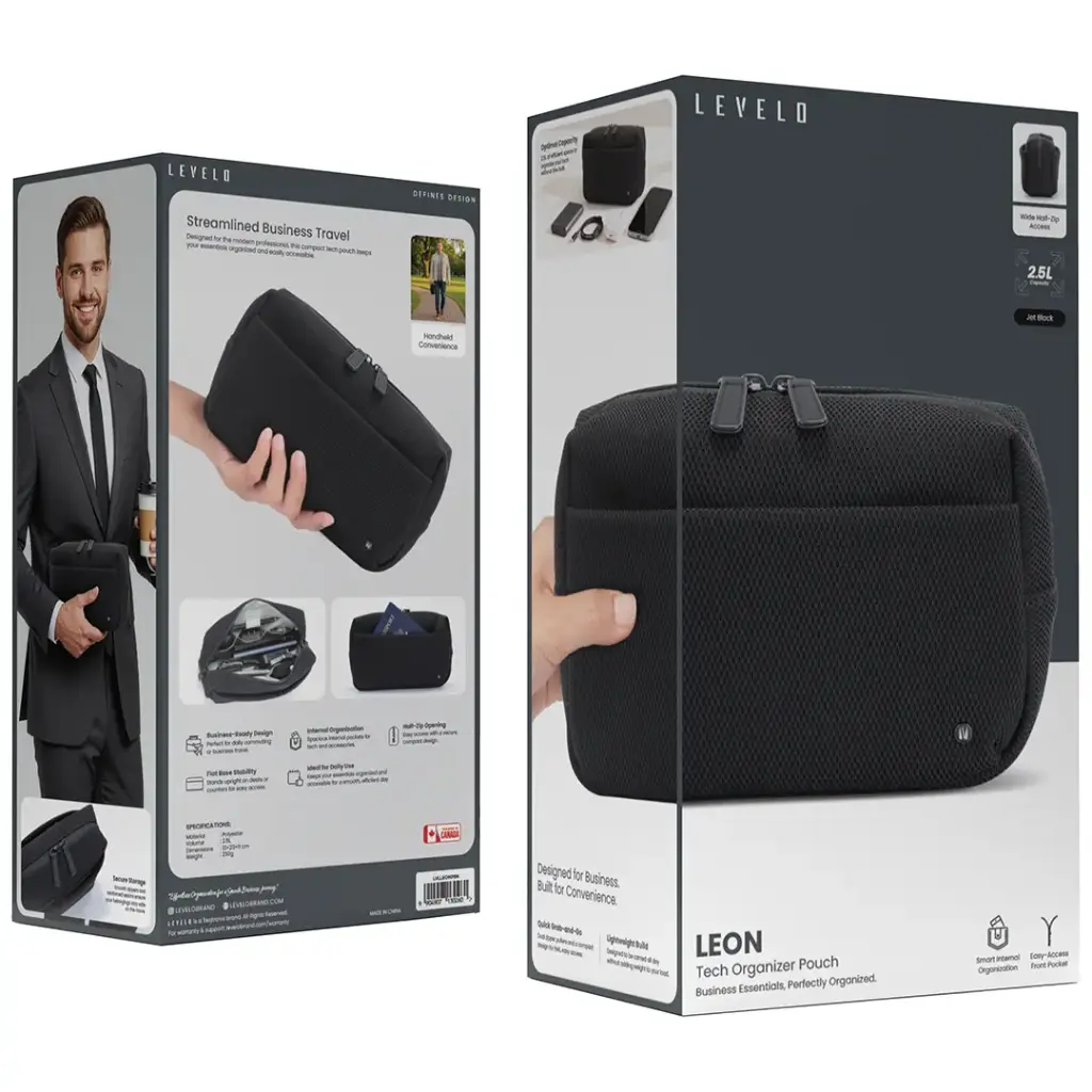 LEVELO LEON TECH ORGANIZER  POUCH JET BLACK LVLLEONPBK thumbnail 5