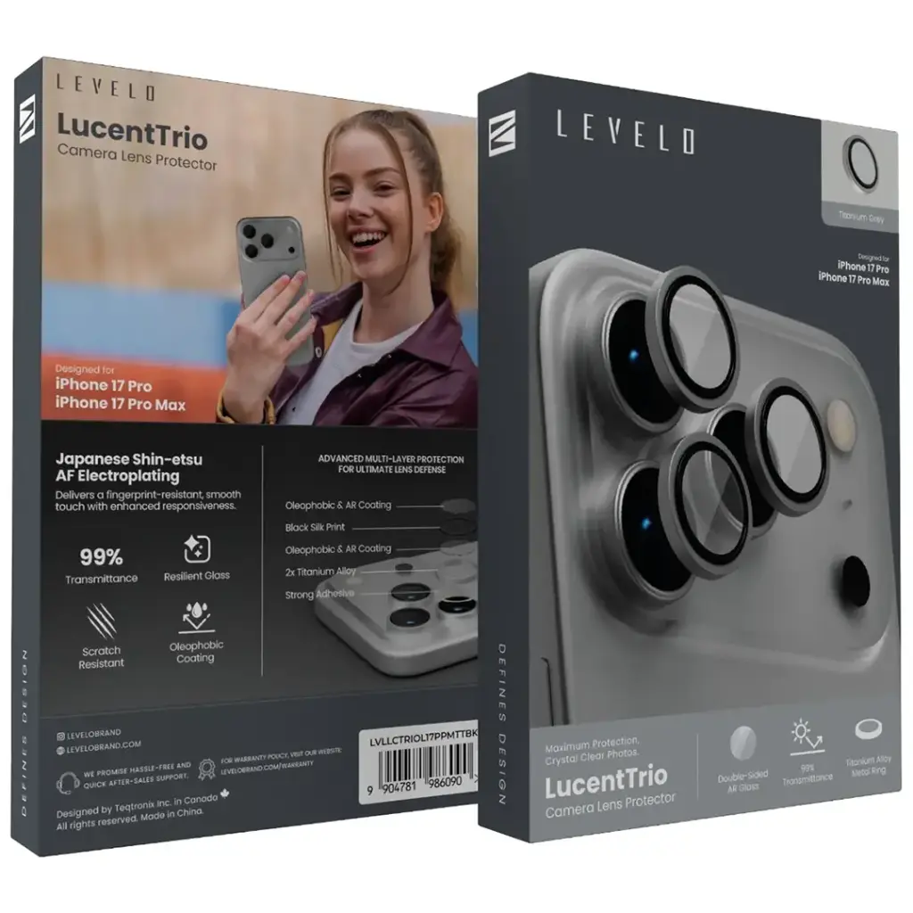 LEVELO LUCENTTRIO CAMERA LENS PROTECTOR IPHONE 17 PRO/PRO MAX TITANIUM GREY LVLLCTRIOL17PPMTTBK thumbnail 3