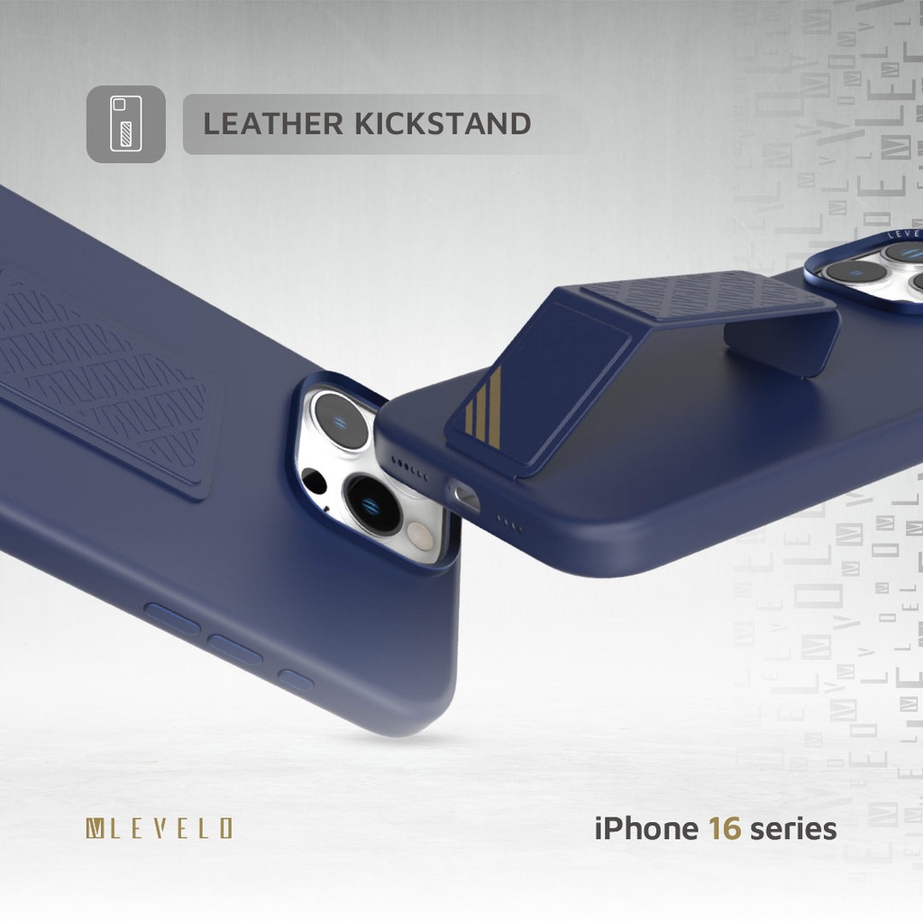 LEVELO IPHONE 16 PRO MAX MORPHIX SILICONE CASE WITH LEATHER GRIP DARK BLUE LVLMSL16PMDB thumbnail 11