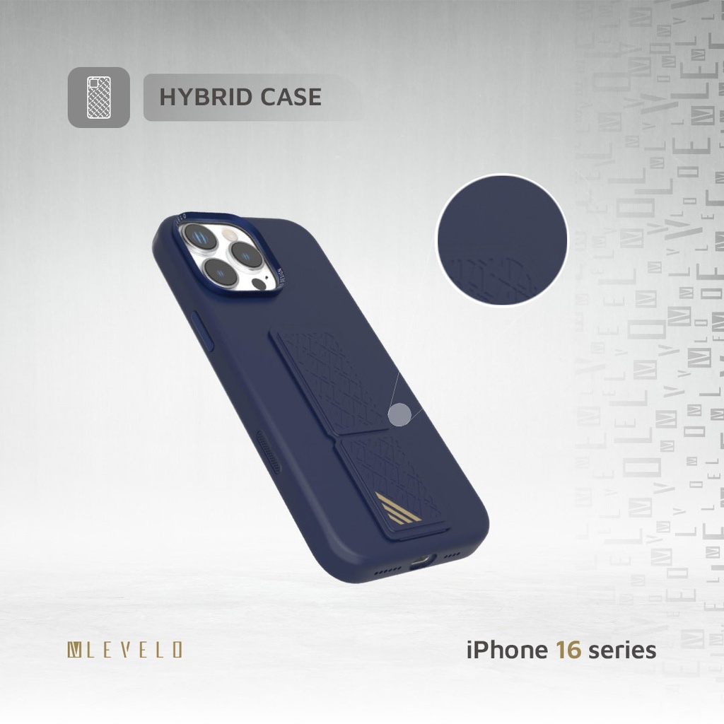 LEVELO IPHONE 16 PRO MAX MORPHIX SILICONE CASE WITH LEATHER GRIP DARK BLUE LVLMSL16PMDB thumbnail 3