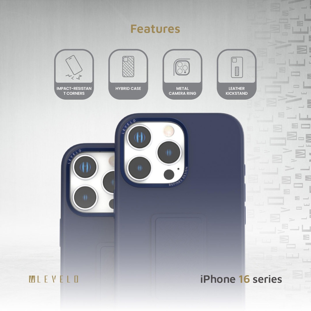 LEVELO IPHONE 16 PRO MAX MORPHIX SILICONE CASE WITH LEATHER GRIP DARK BLUE LVLMSL16PMDB thumbnail 12